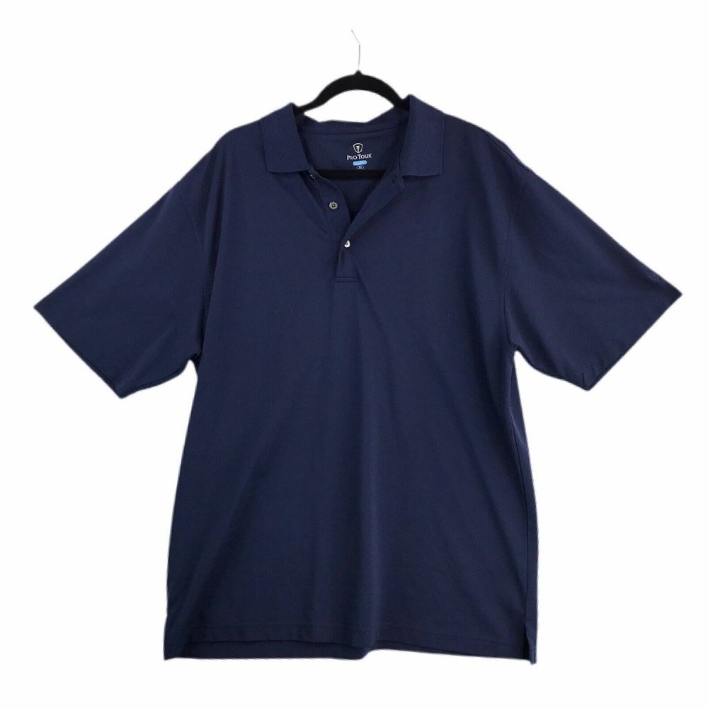 Pro Tour Mens Golf Polo XL Navy Blue Cool Play Short Sleeve Shirt Sports EUC